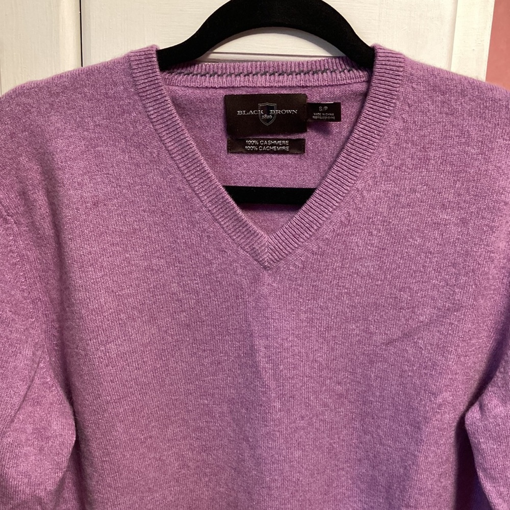 100% Cashmere V-Neck Sweater Lavender Purple
